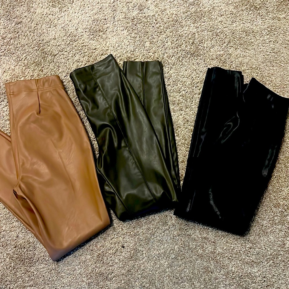 3 faux leather in new condition $35 for all